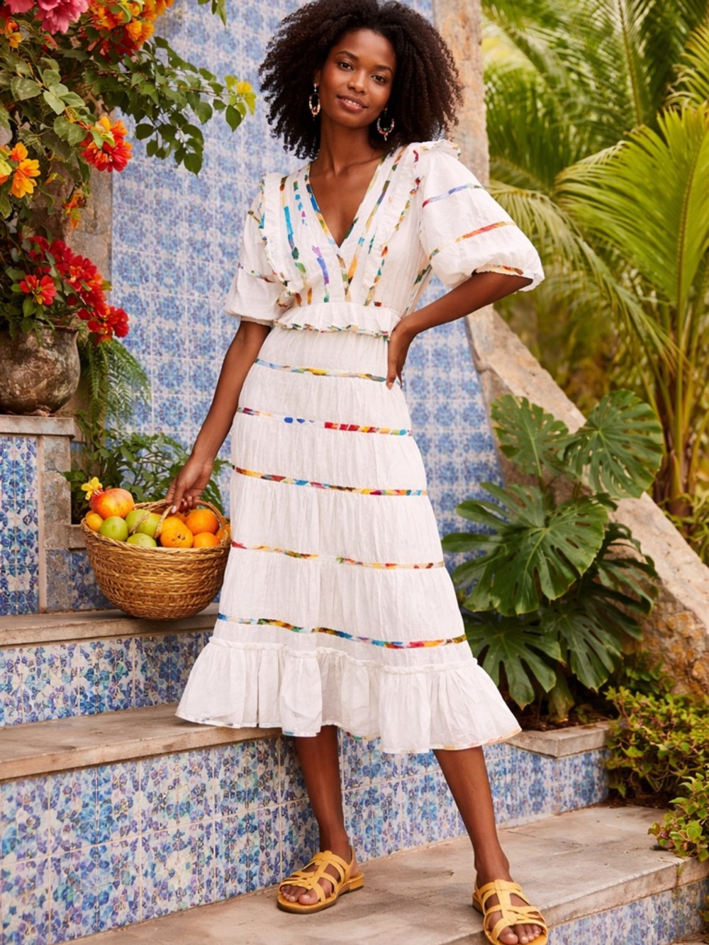 Farm Rio Mixed Off White Print Midi Dress Size Large Brand New With Tags - Picture 8 of 12